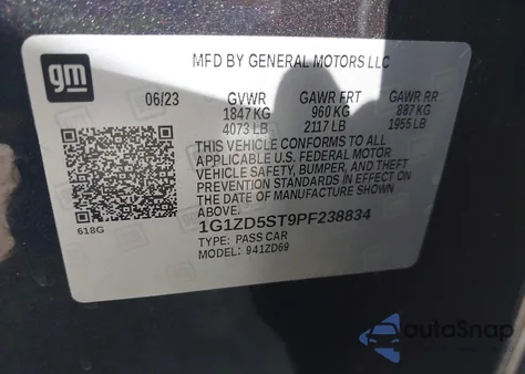2023 Chevrolet Malibu Lt z USA, uszkodzony, nr VIN 1G1ZD5ST9PF238834